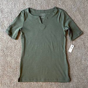 NWT Talbots Split Neck Cotton Petite TShirt
